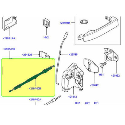 Front Door Outer Lock Control Release Cable for Land Rover Range Rover L322