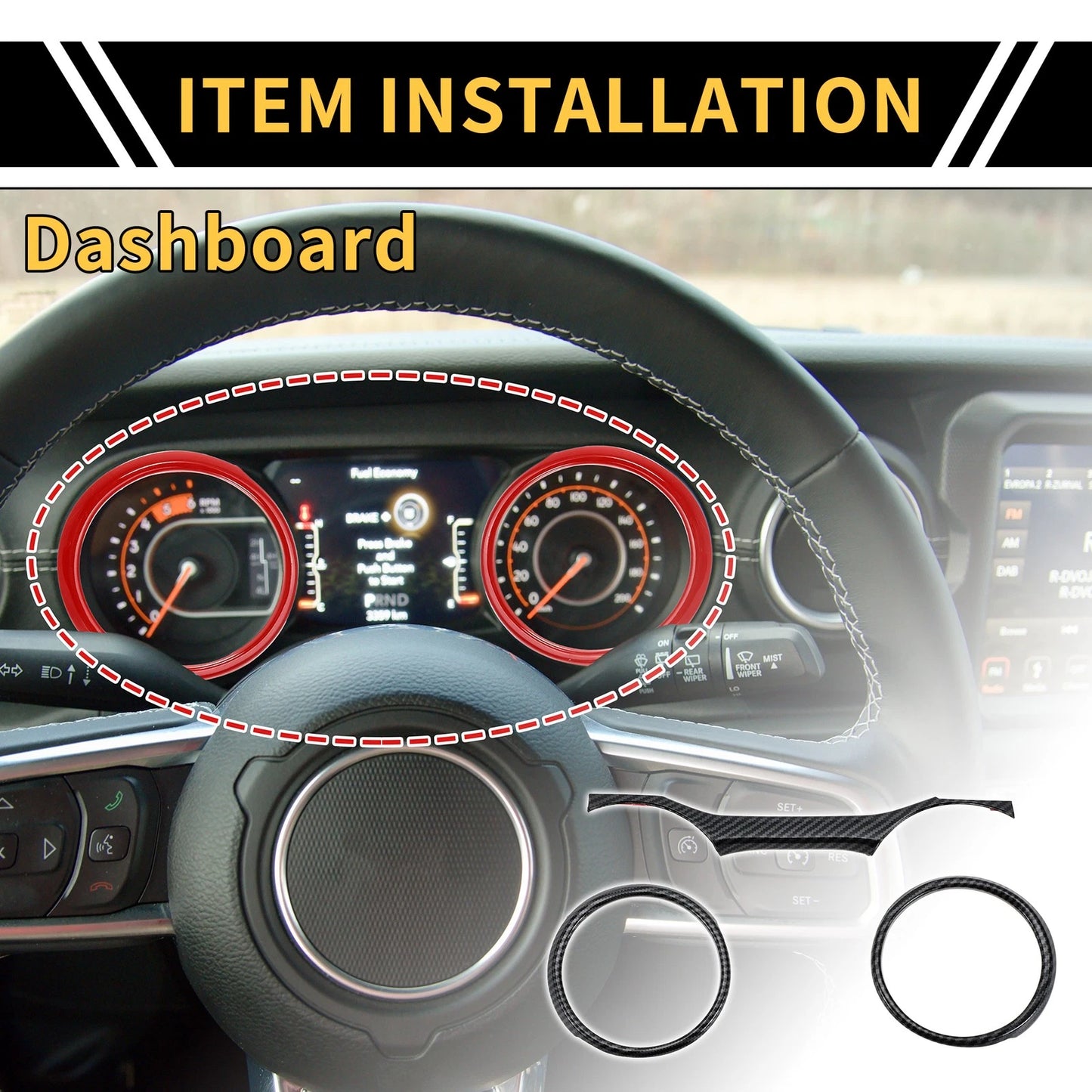 Dashboard Panel Ring Cover for Jeep Wrangler JL JLU (2018-2023)