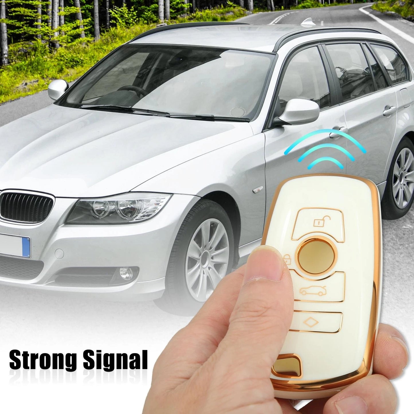 Key Fob Remote Control for BMW 1 3 4 5 6 7 Series X3 TPU Keychain White
