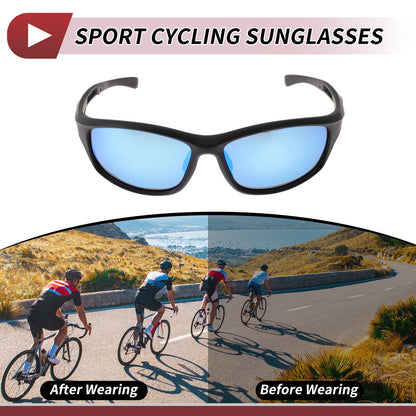 1 x Motorcycle Riding Goggles Blue Lens Black Frame Tri-acetel Cellulose PC