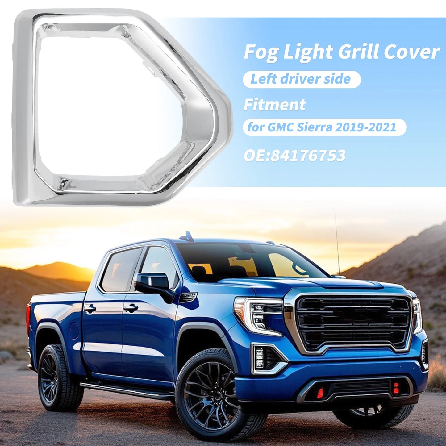 Right Side Front Bumper Fog Light Lamp Cover for GMC Sierra (2019-2021)
