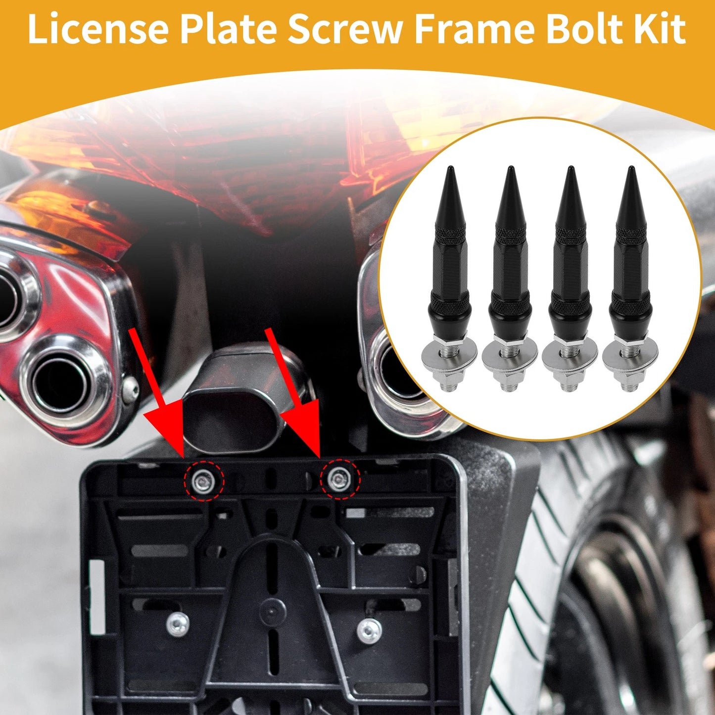 4 Pcs 82mm M6 License Plate Screws Cover Black for Motorcycle