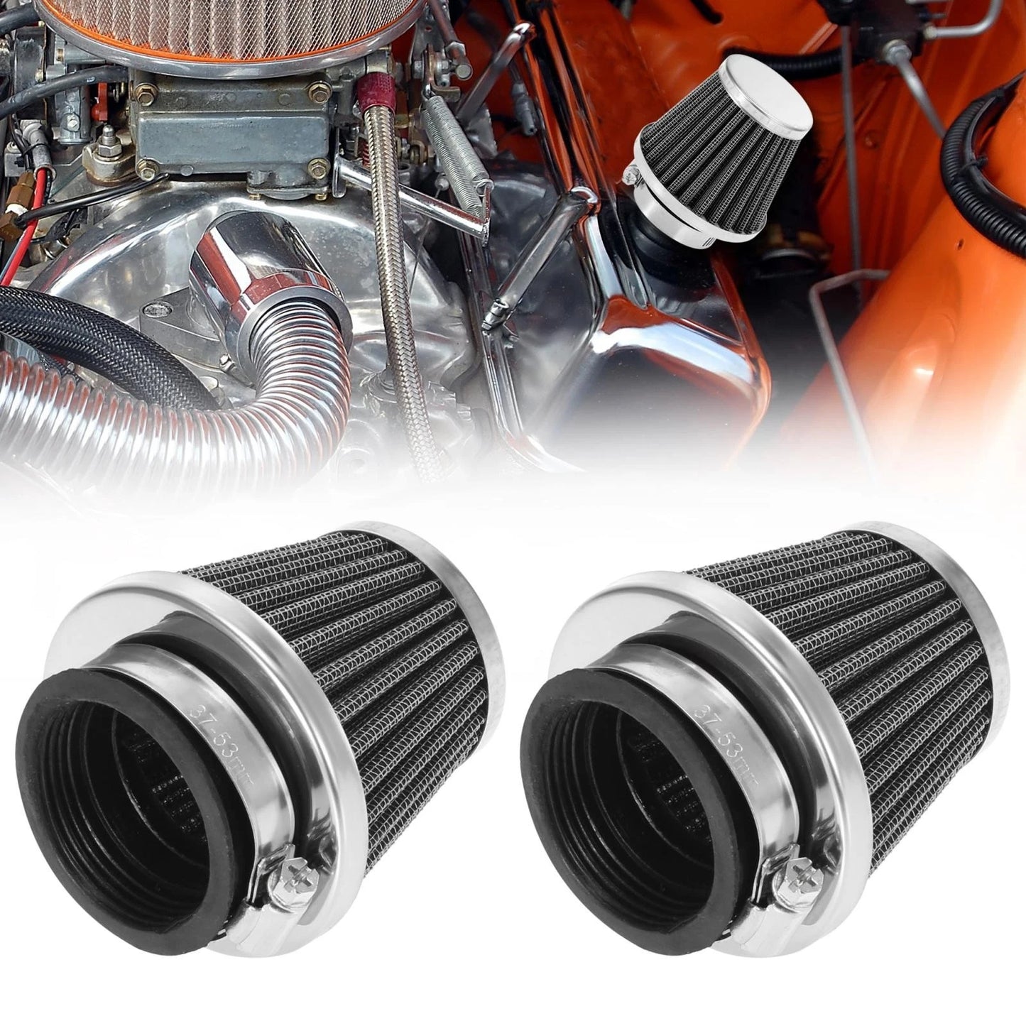 2 x Universal 42mm Air Filter Cleaner for Motorcycle
