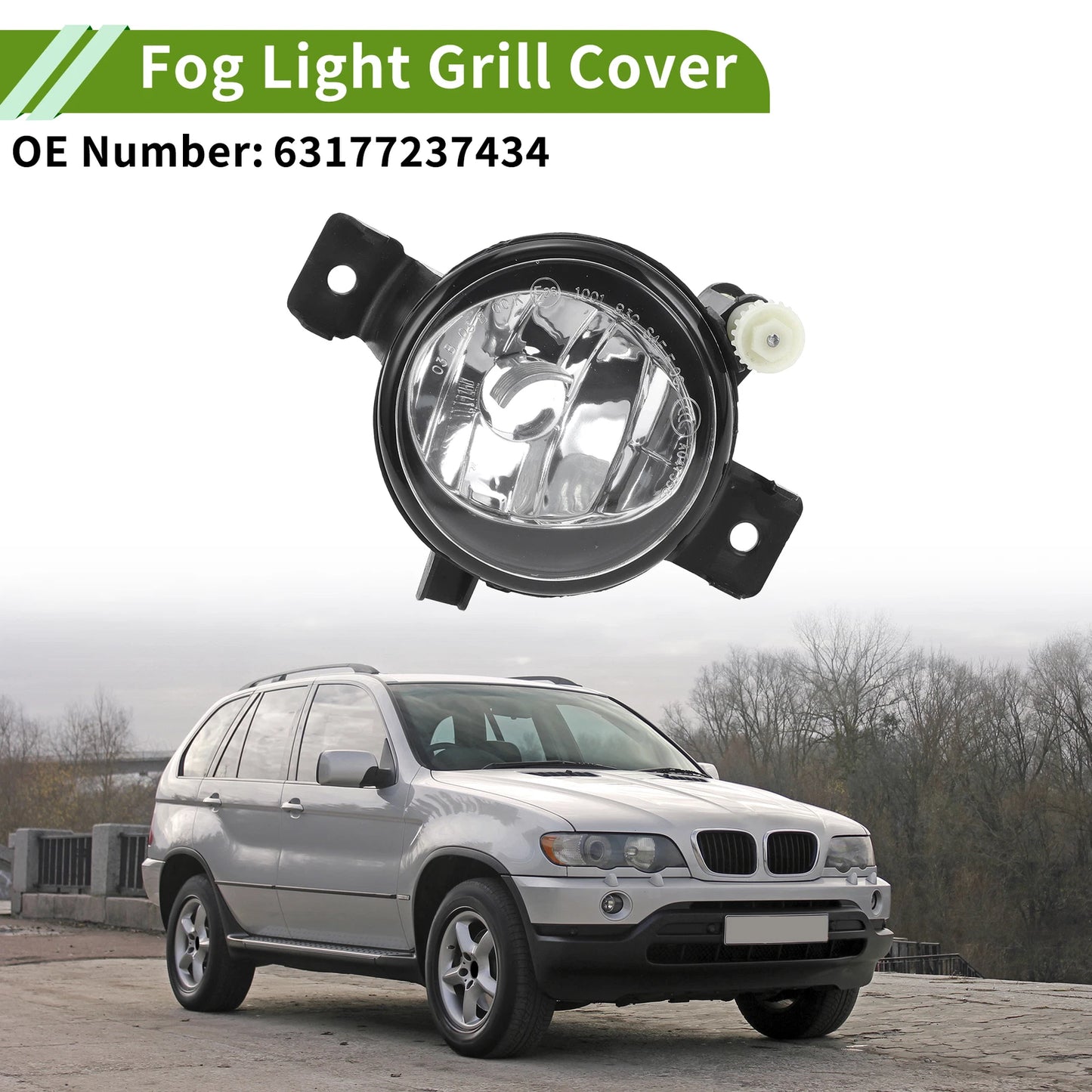 Right Fog Light Grill for BMW X5 2011-2013 (1 x Clear, Black)