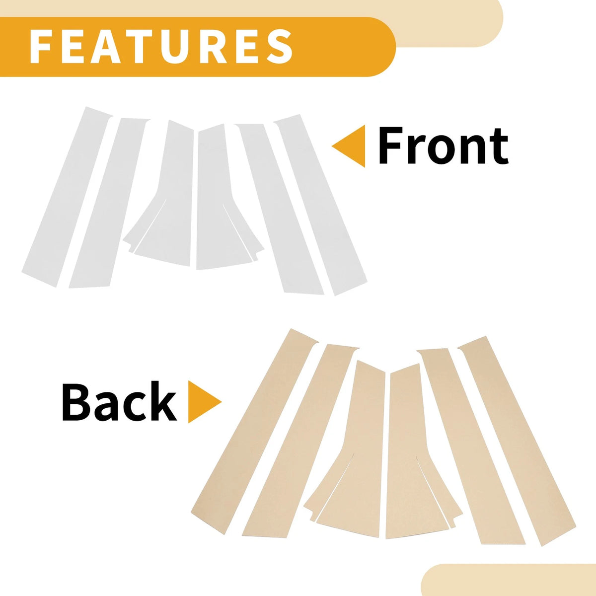 6 Pcs Door Pillar Window Trim for Honda Fit (2013-2019) Chrome Silver Tone