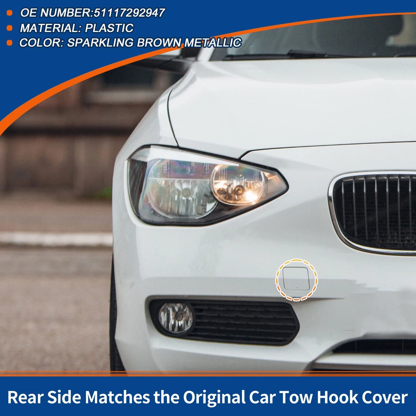 Tow Hook Cover Front Bumper for BMW Sparkling Brown Metallic