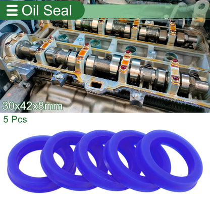Oil Seal 30x42x8mm TPU Rotary Shaft Seal High Pressure Blue 5 Pcs