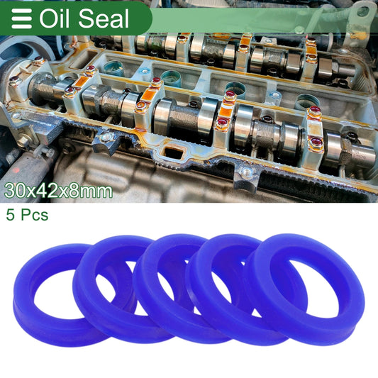 Oil Seal 30x42x8mm TPU Rotary Shaft Seal High Pressure Blue 5 Pcs