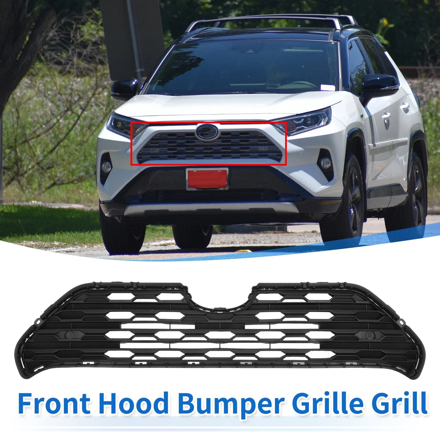 Front Hood Bumper Grille for Toyota RAV4 (2019-2022) Black