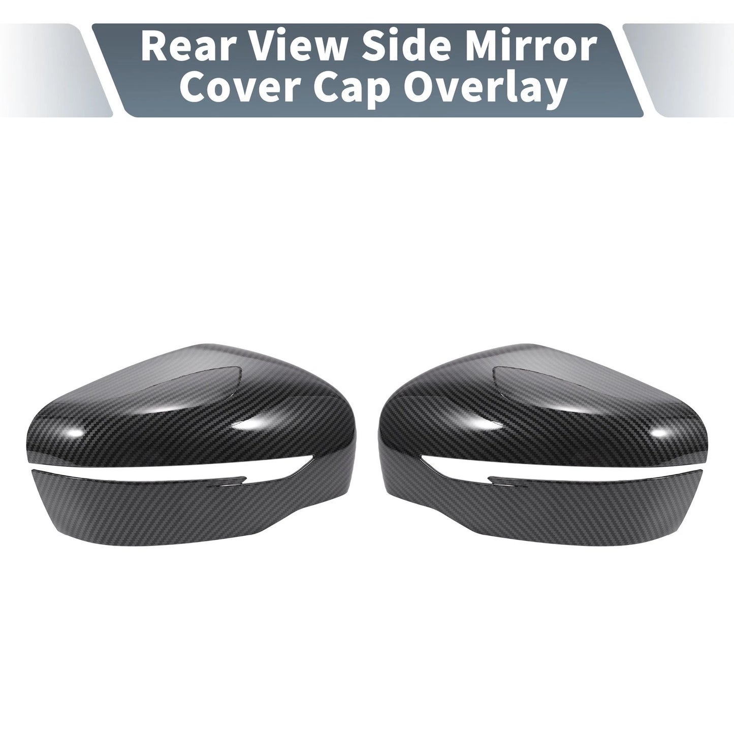 Rearview Mirror Cover Overlay Black Carbon Fiber for Nissan Navara (2015-2023)