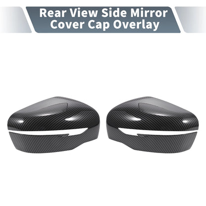 Rearview Mirror Cover Overlay Black Carbon Fiber for Nissan Navara (2015-2023)