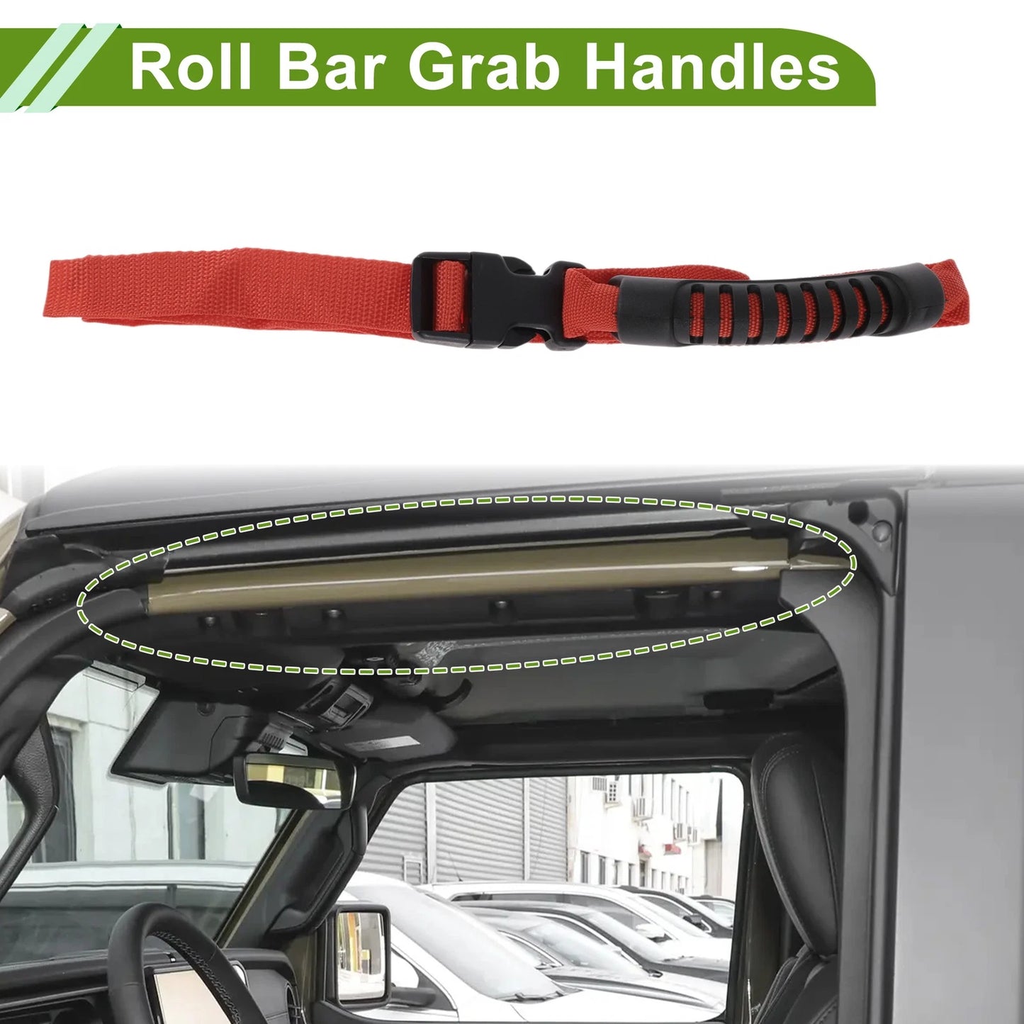 Red Roll Bar Grab Handles for Jeep Wrangler JL (2018-2024)