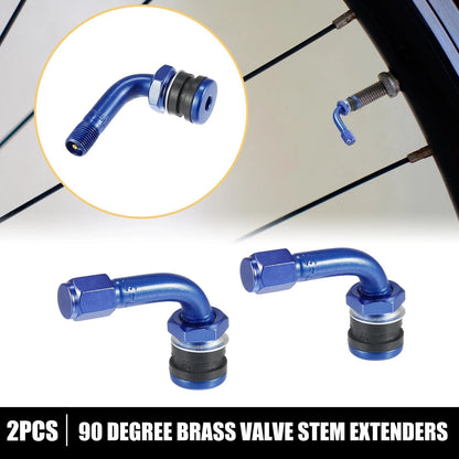 2 x 90 Degree Tire Valve Stems for Motorcycle Blue
