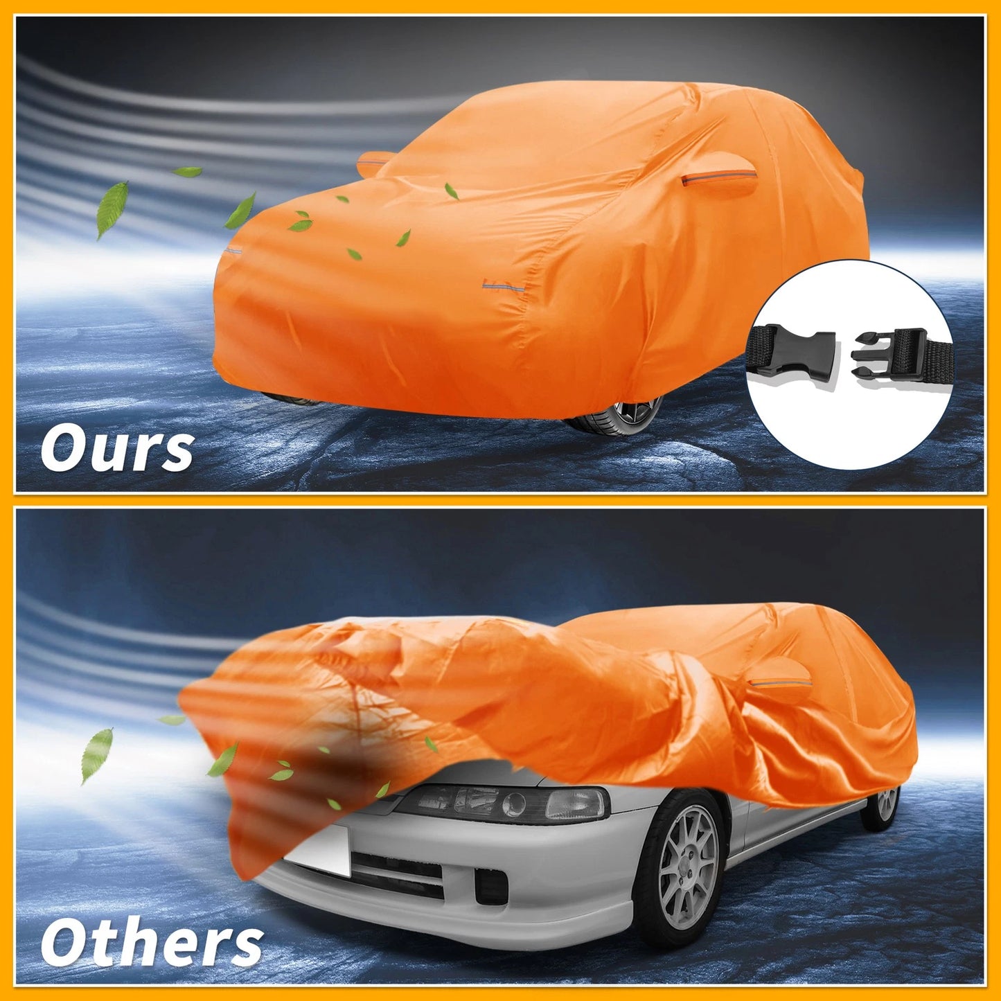 Waterproof All Weather Car Cover for Acura Integra Orange Cotton with Zipper
