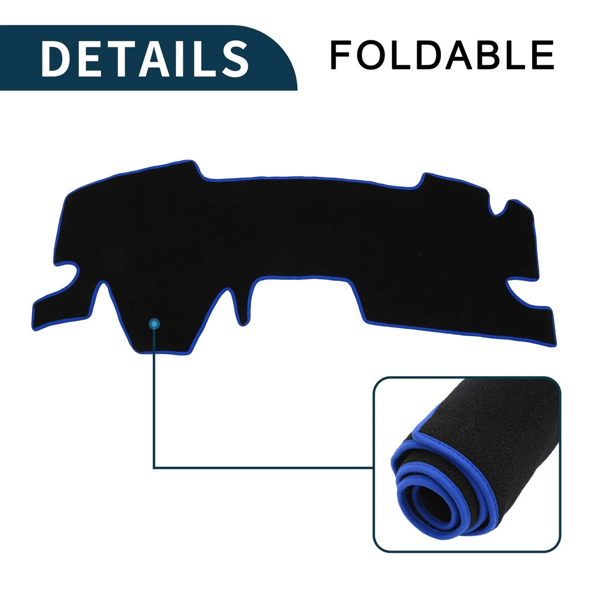 Dashboard Cover Mat for Toyota Yaris Cross (2023) - Black Blue 1 Set
