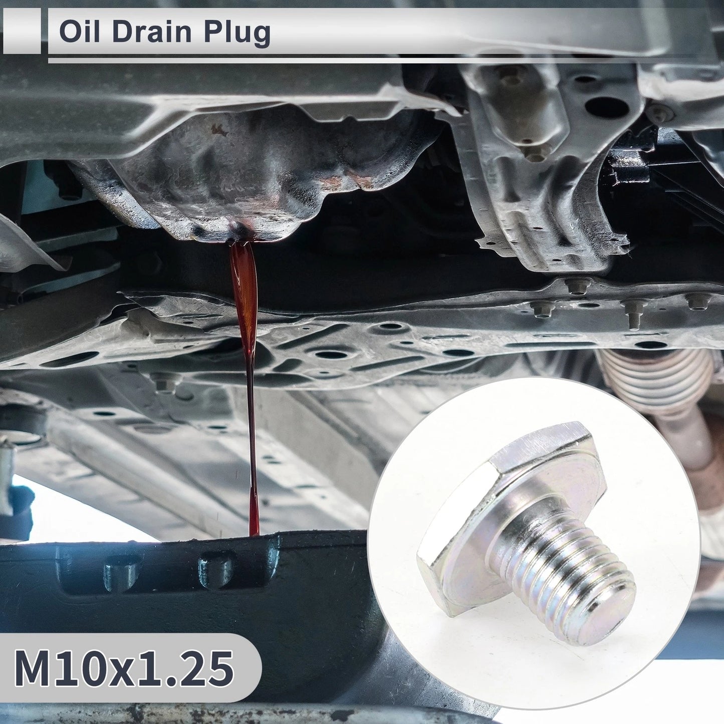 Set M10x1.25 0.67" Height Engine Oil Drain Plug with Gasket for Car Motorcycle