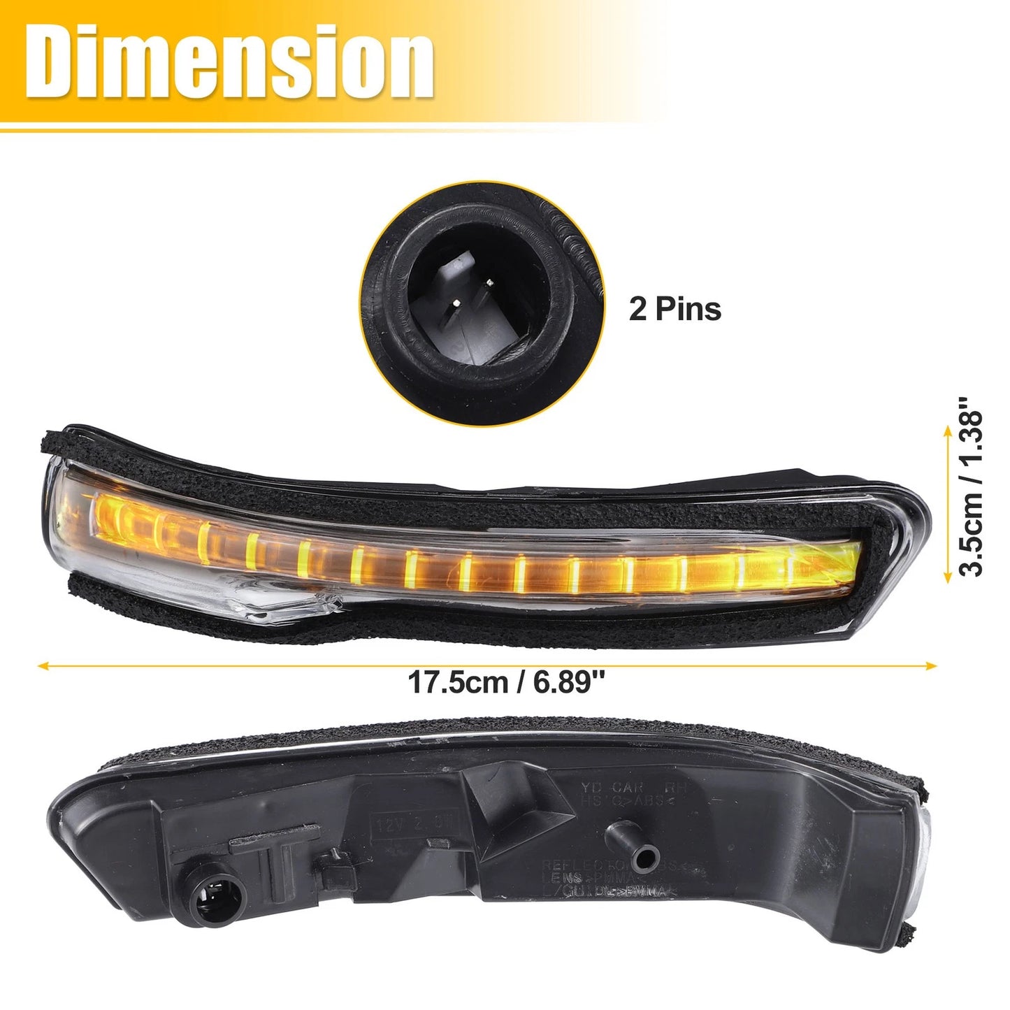 LED Right Side Mirror Turn Signal Amber Light for Kia Forte/Forte5 (2014-2018)
