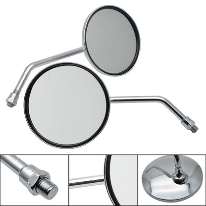 10mm Chrome Round Side Mirrors for Honda CB750, CL90, CB100, CL125 (1969-1982)