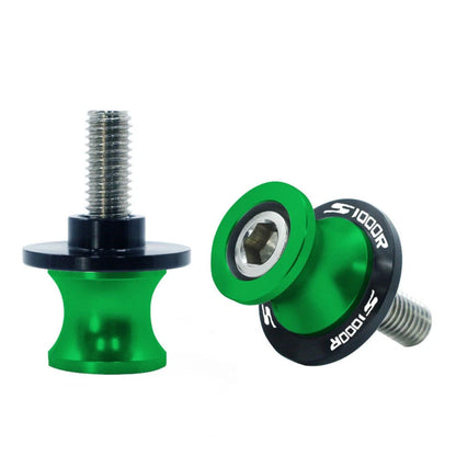 Green Swingarm Spools for BMW S1000R S1000RR (2014-2018) - 2 x M8 Stand Screws