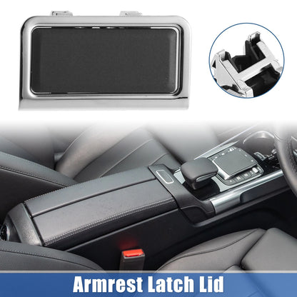 Armrest Latch Lid for Mercedes-Benz - Plastic Black Silver Tone