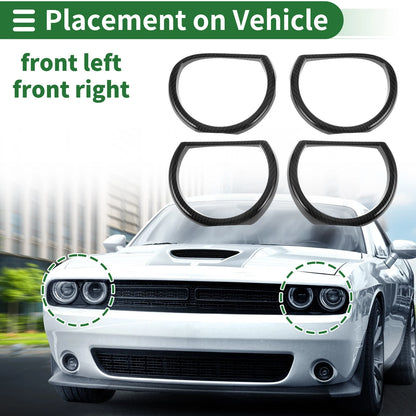 4 x Car Headlight Trim Bezels for Dodge Challenger (2015-2024) ABS Black