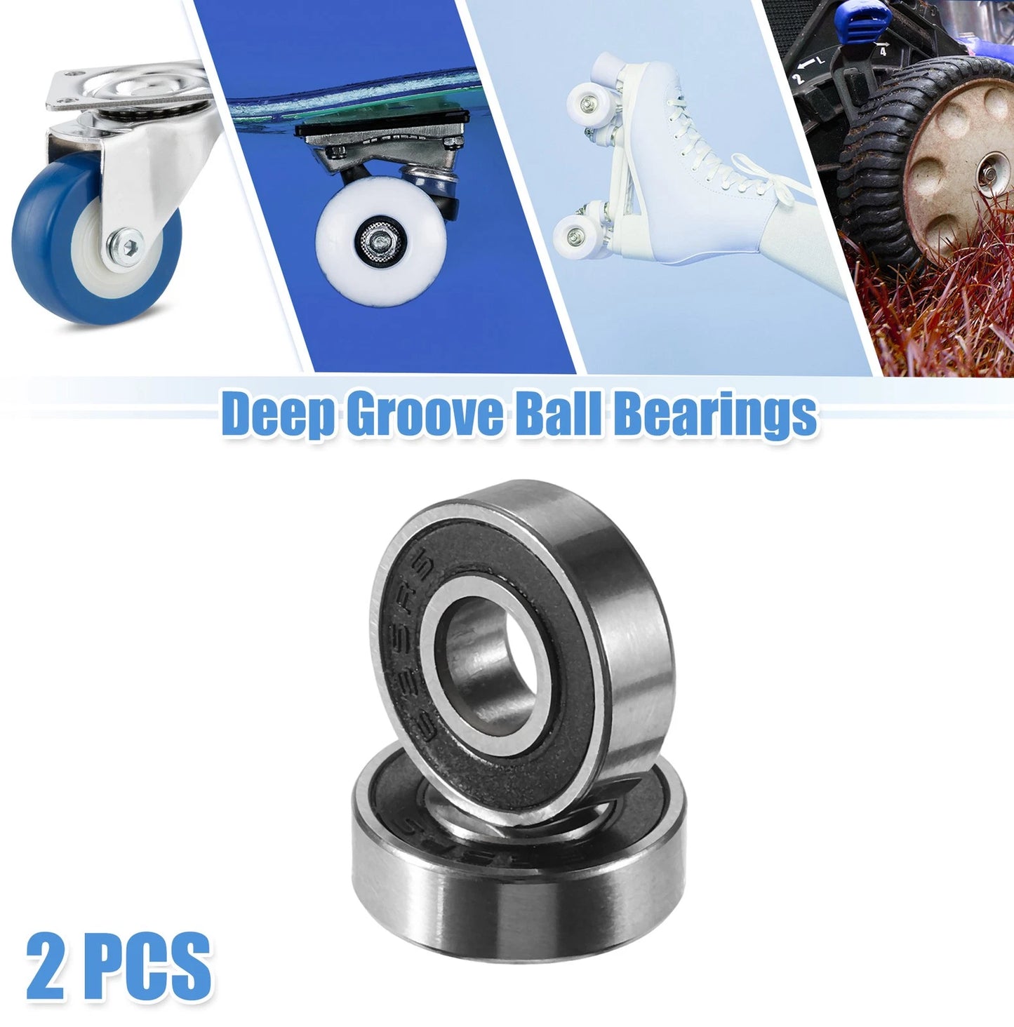 2 x 5x13x4mm Double Rubber Shield Deep Groove Ball Bearings for Vehicles
