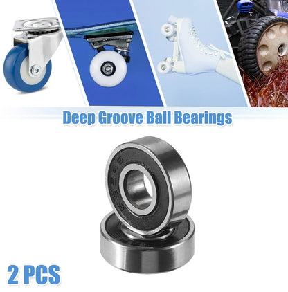 2 x 5x13x4mm Double Rubber Shield Deep Groove Ball Bearings for Vehicles