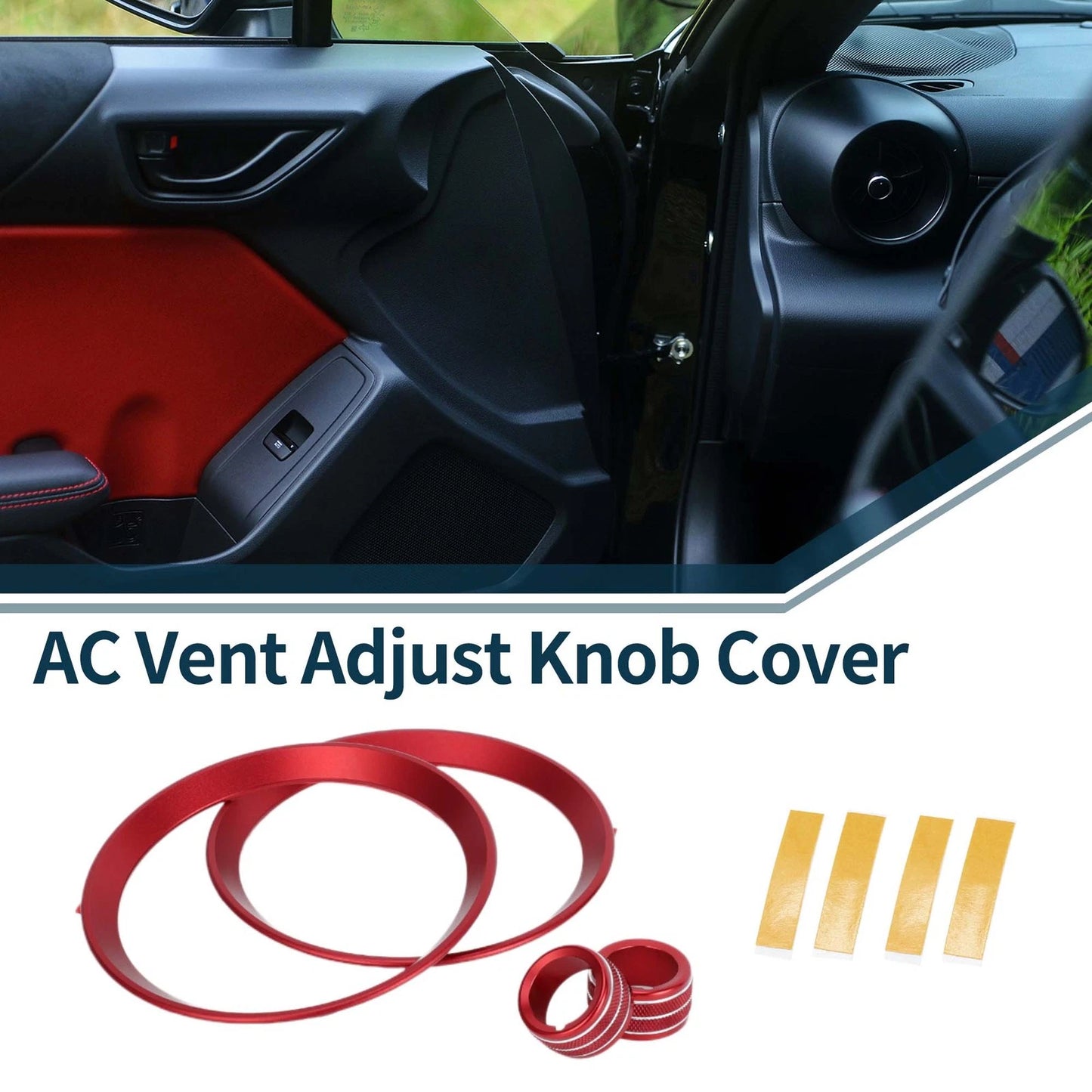 AC Vent Adjust Knob Cover Ring for Subaru BRZ (2022-2024) - 4 Pcs Red