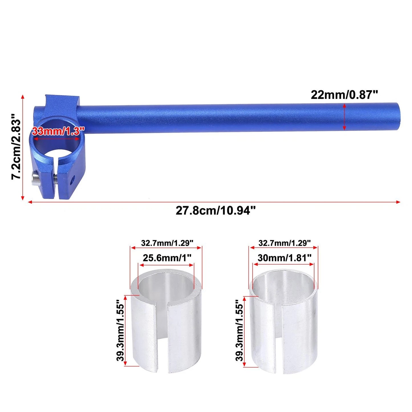 Set 33mm Motorcycle Handlebar Clip Ons Blue for Motorcycle