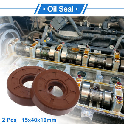 Oil Seal 15x40x10mm Brown 2 Pcs for Make Model