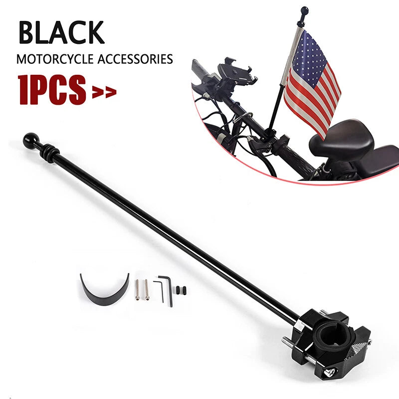 15" Motorcycle Bike Flag Pole Luggage Rack Mount for Harley Honda BMW Black