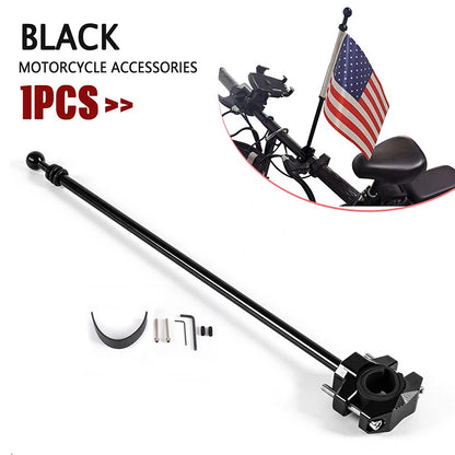 15" Motorcycle Bike Flag Pole Luggage Rack Mount for Harley Honda BMW Black
