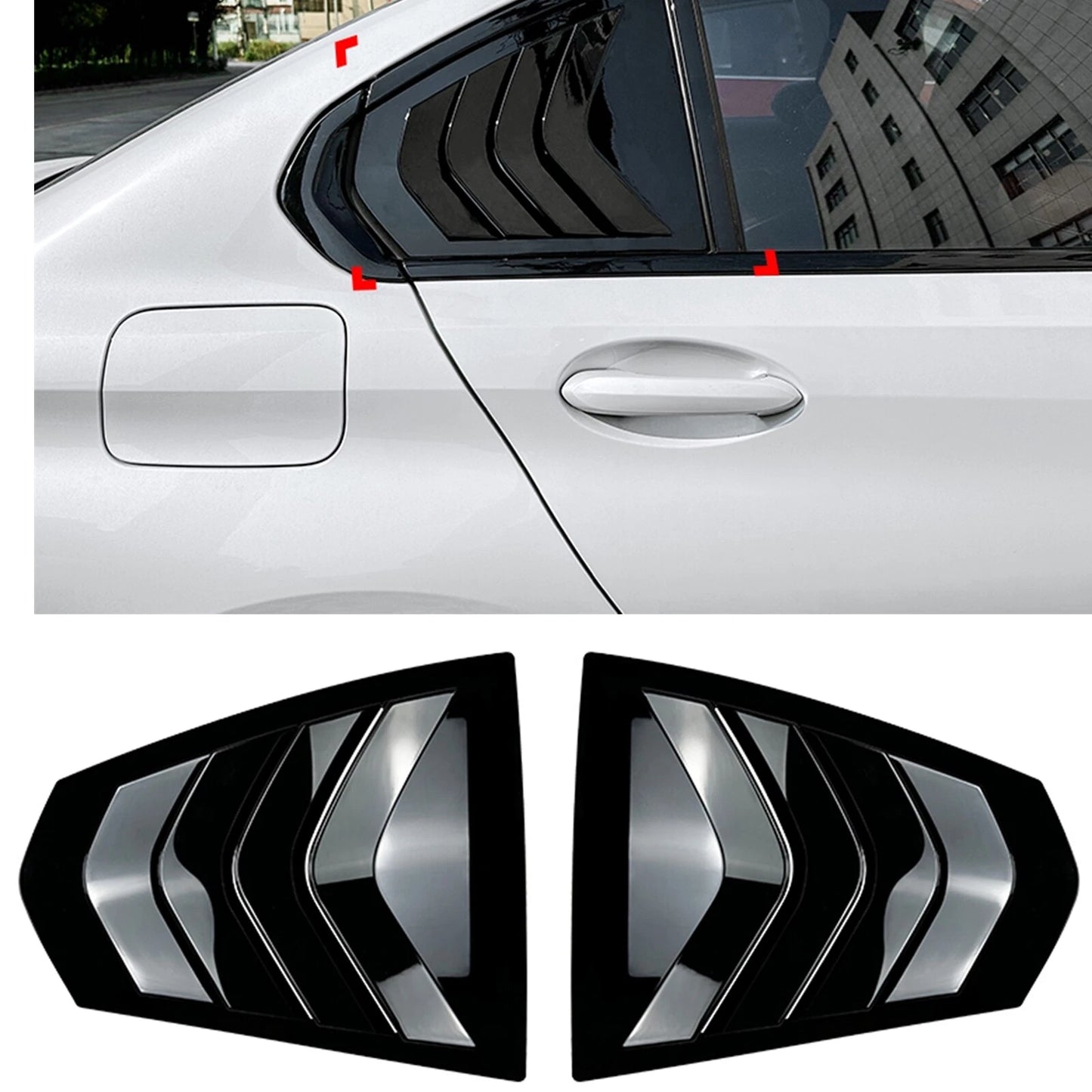 Rear Window Louver Trim for BMW 3 Series G20 (2019-2023) Gloss Black