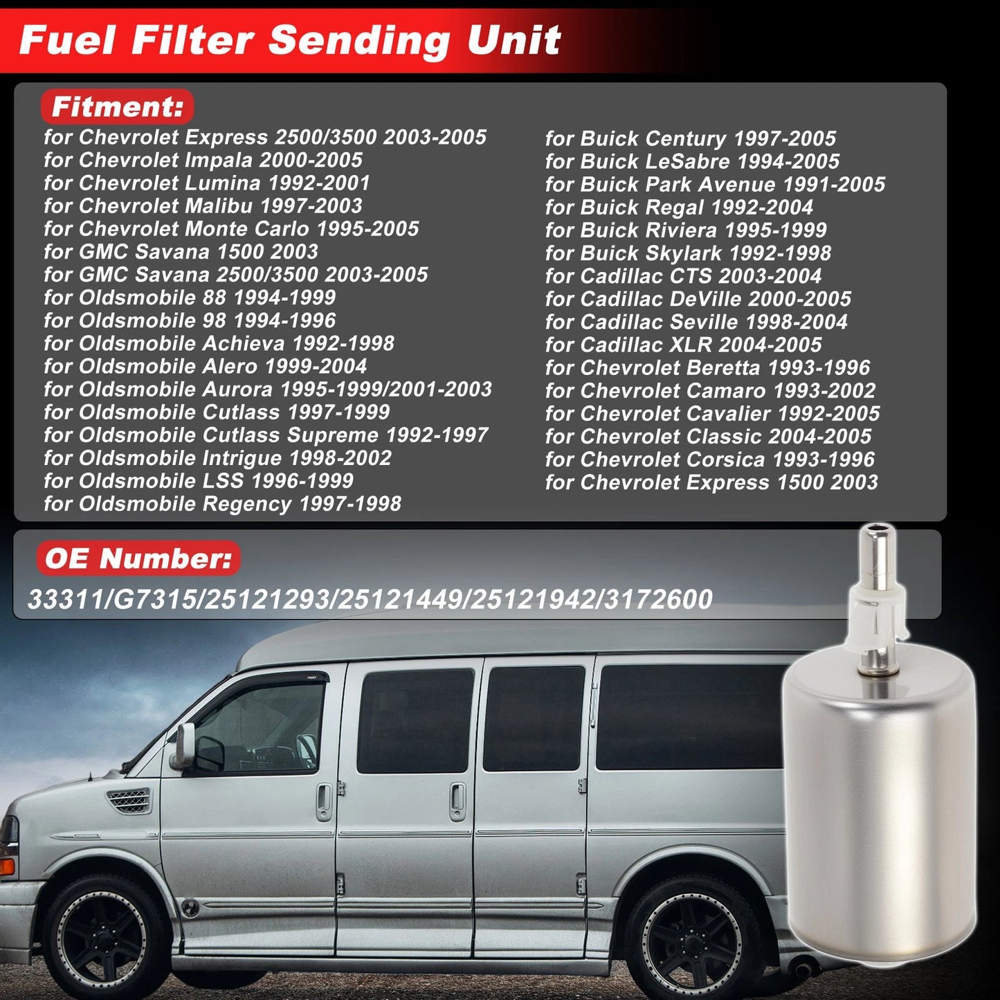 Fuel Filter Assembly Metal for Buick Century (1997–2005)