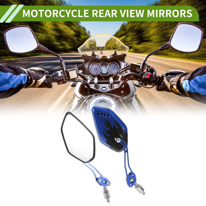 M8/M10 Rear View Mirror Polygonal Aluminum Alloy Black Blue for Motorcycle