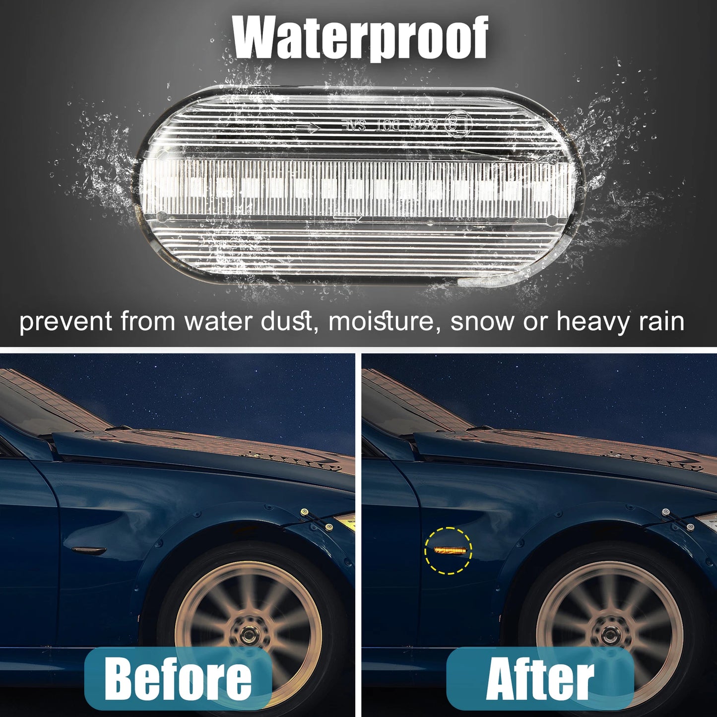 LED Side Marker Turn Signal Lights 2 x Yellow for Ford Clear