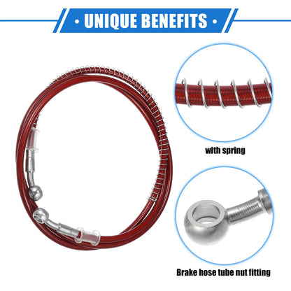 Hydraulic Brake Hose Line Pipeline 175cm 10mm Red for Motorcycle