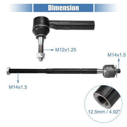 4 x Front Inner Outer Tie Rod End Links for Dodge Journey (2011-2020)