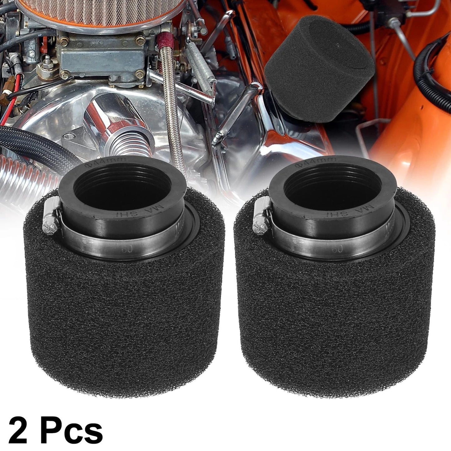 2 x 45mm Straight Air Filter Cleaner for Motorcycle ATV 150cc