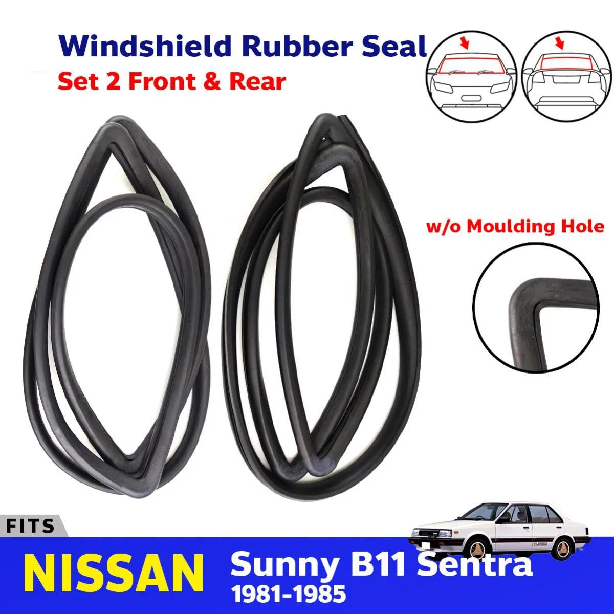Weatherstrip Rubber F+R w/o Moulding Fits Nissan Sentra Sunny B11 1981-85 D07