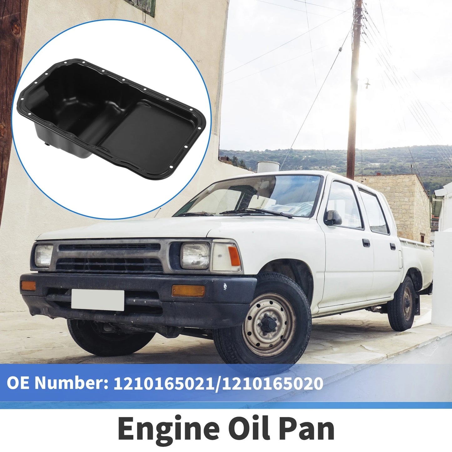 Engine Oil Pan for Toyota Pickup 1989-1995 V6 3.0, Steel Black (1989-1995)