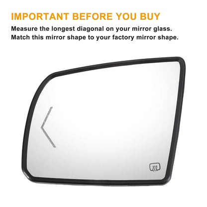 Left White Mirror Glass with Back Heated for Toyota Tundra (2007-2023)