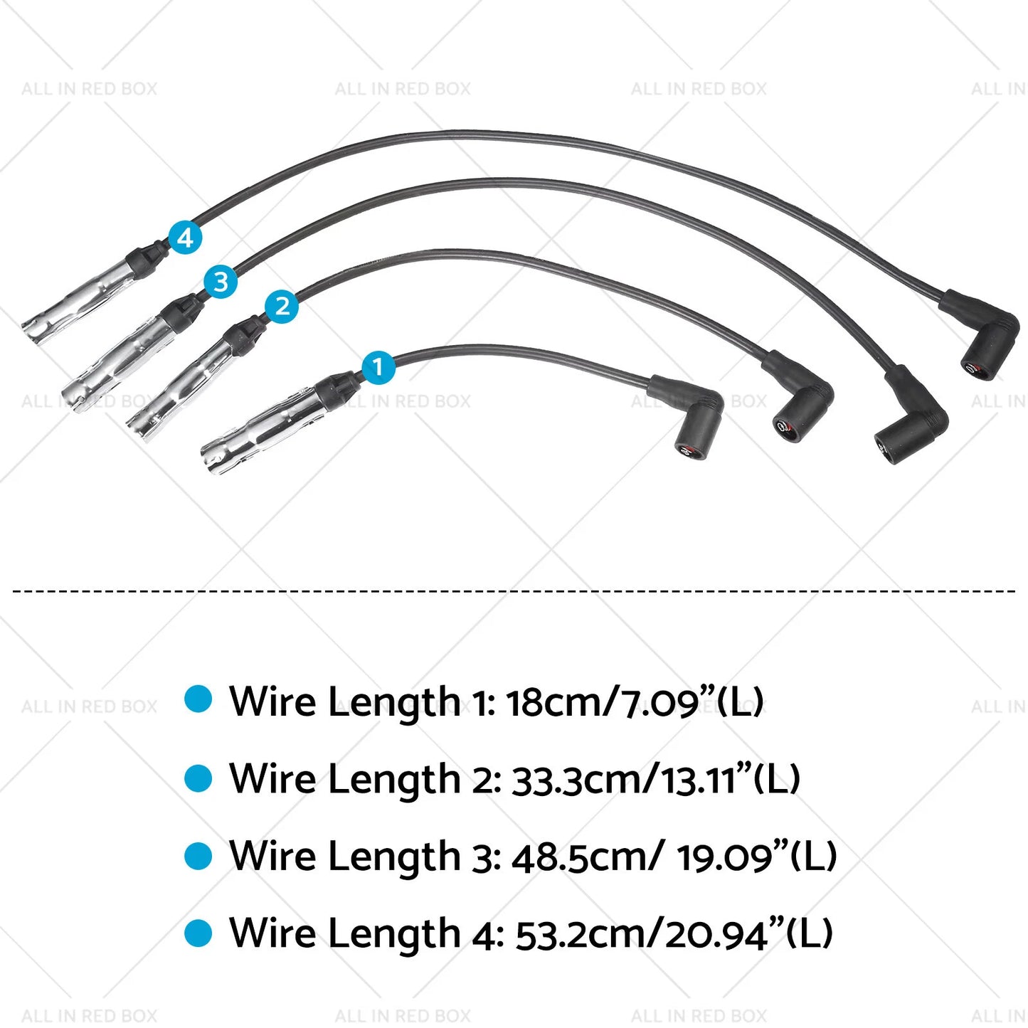 4 x 7mm Ignition Spark Plug Wires for VW Beetle Golf Jetta (1998-2015)