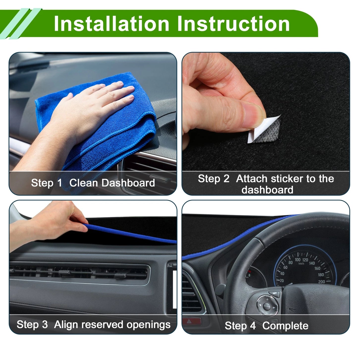Dashboard Cover Mat for Mazda MX-5 ND RF Miata (2016-2023) Black Blue 1 Set