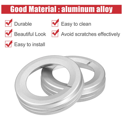 4 x Silver Tone Aluminum Alloy Center Control Ring Knob Cover for Chevrolet
