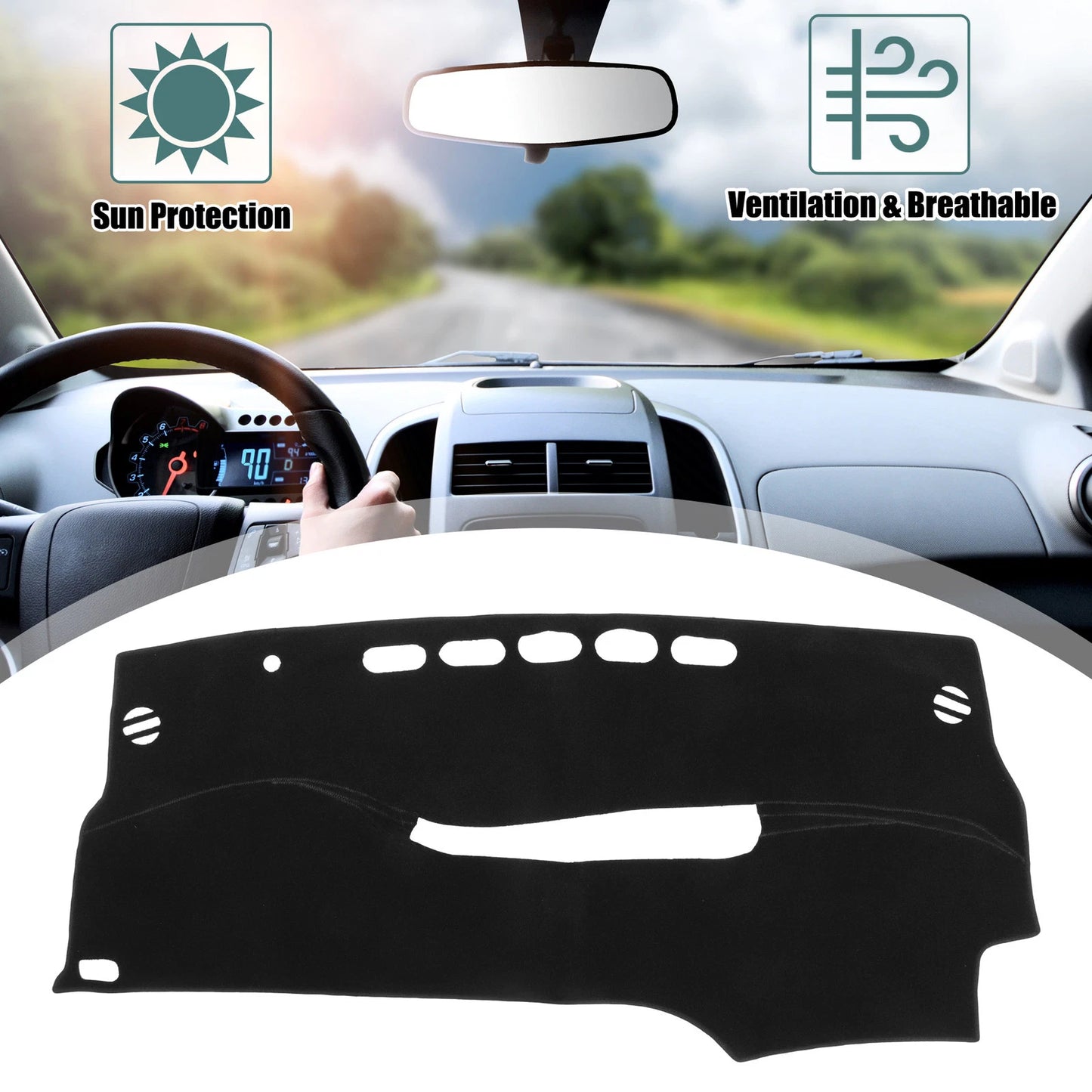 Black Dashboard Cover Mat Protector for Toyota Prius (2012-2015)