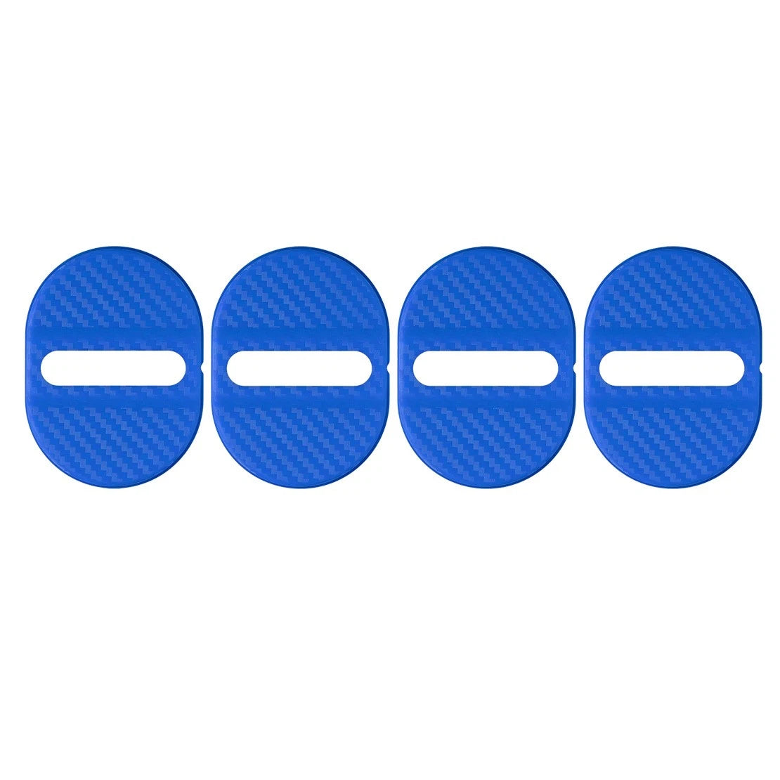 4 x Universal Blue Carbon Fiber Door Lock Striker Cover Trims