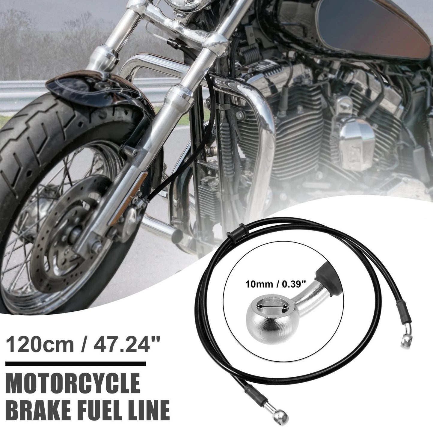 Hoses / 120cm 10mm / Braided Brake Clutch Oil Line Pipe Black for Motorcycle