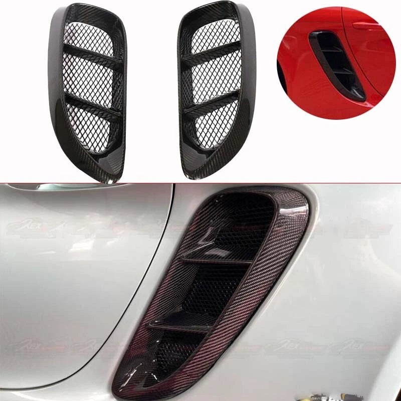 Real Carbon Fiber Side Fender Air Vent Cover Trim for Porsche 718 Cayman 2016-18