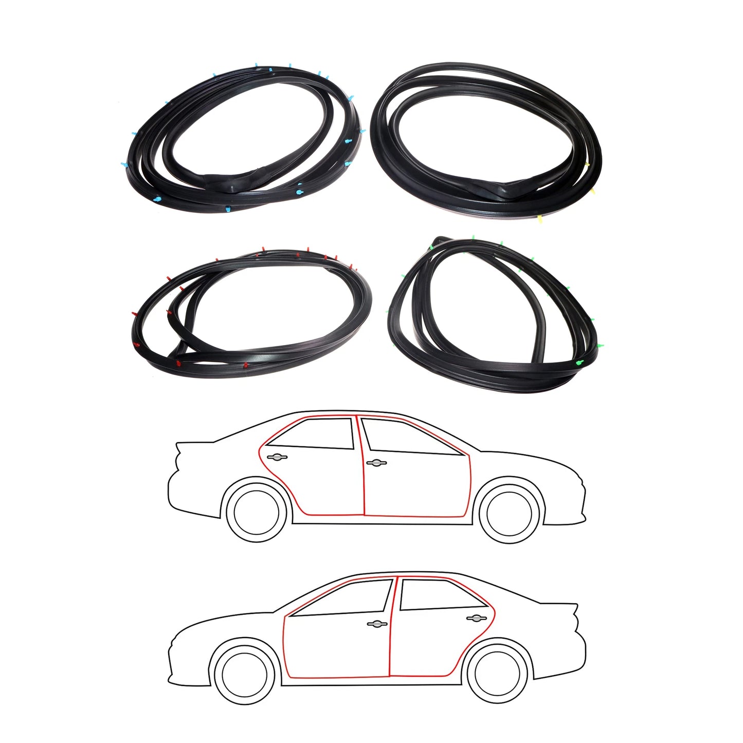 Rear Door Weatherstrip Seal Set for Toyota Crown S50 MS50 MS55 RS50 1967-1971